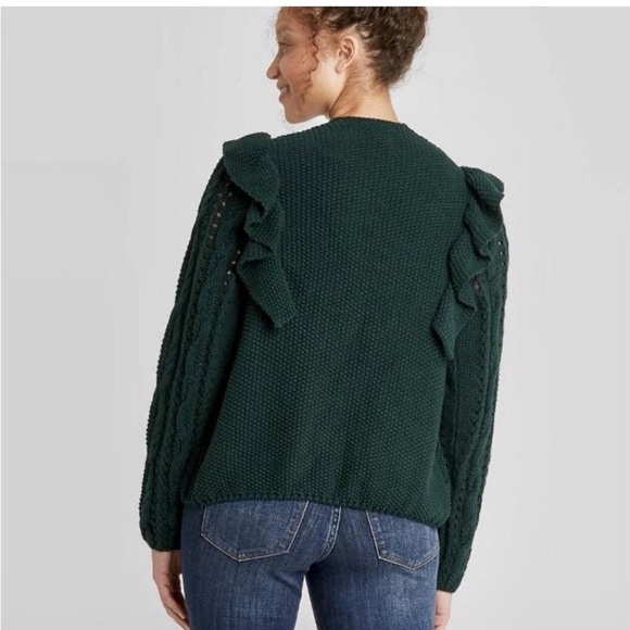Universal Threads cute green knit‎ open cardigan with ruffles xs - Picture 6 of 7